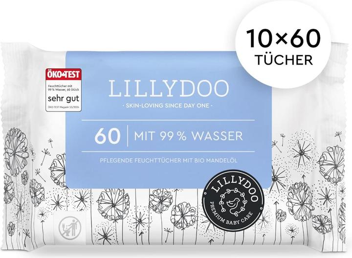 Image du produit Lillydoo Baby-Feuchttücher, plastikfrei & parfümfrei (600 Stück) (600 pièce(s))