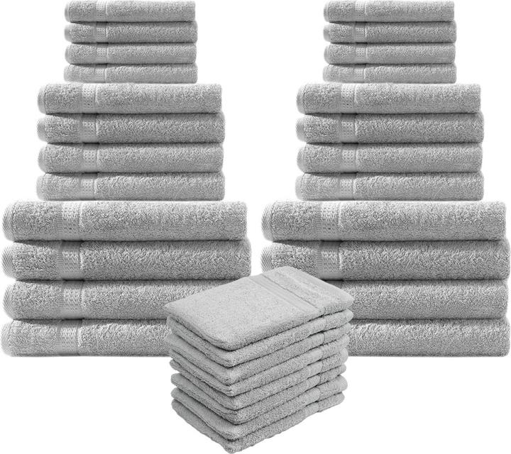 Casativo 32-piece 100% cotton towel set, silver