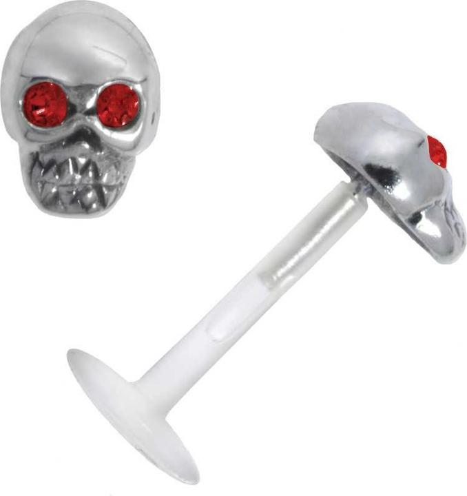 Bijouteria Piercing für Lippe/Tragus (Bioplast, Kristall, Silber 925)