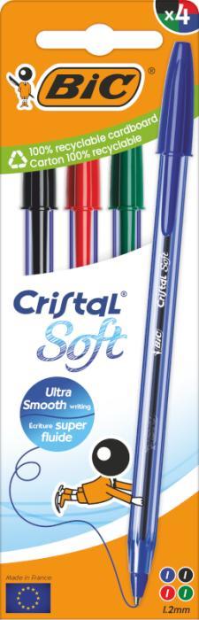 Produktbild Bic Cristal Soft (Rot, Blau, Schwarz, Grün, 4 x)