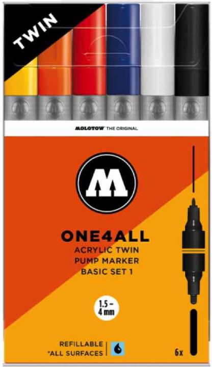 Image du produit Molotow ONE4ALL Stylos acryliques Twin Basic Set de 6 pièces (Trié, 4 mm, 6 x)