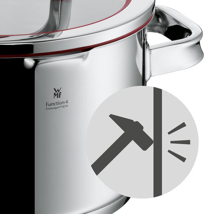 Produktbild WMF Kochtopf Bratentopf Induktion 16cm Glasdeckel 1,4l Function4 Edelstahl (16 cm, Bräter + Schmortopf, Kochtopf, Edelstahl)