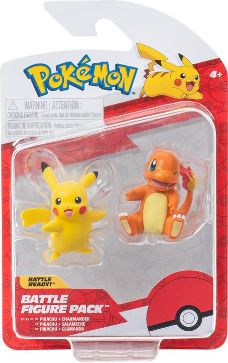 Actual product image Jazwares Pokémon Battle Figure First Partner Set figures 2-pack Glumanda #2, female Pikachu