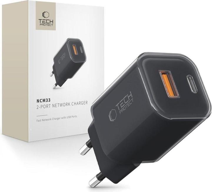 Image du produit Tech-Protect NCM33W 2-port PD33W/QC3.0 wall charger - black (33 W)