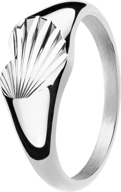 Star Piercing Ring silber Herz gerillt (ohne Messing, Chirurgenstahl 316L)