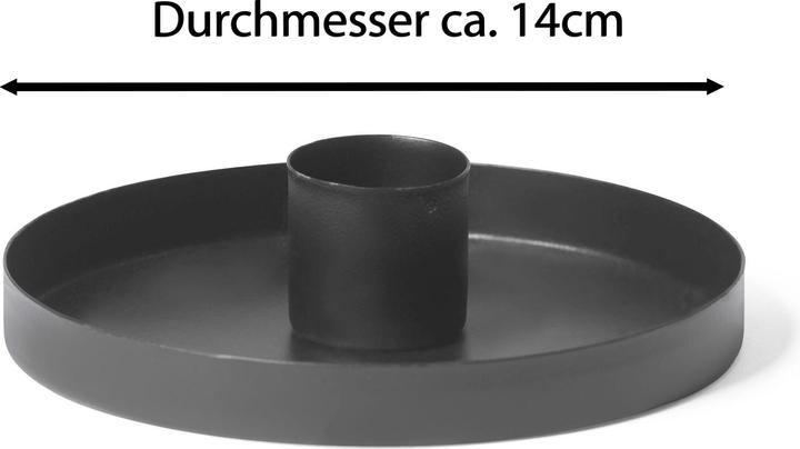 Actual product image Novaliv 2x Rod Candle Holder Round Metal Diameter 14cm Matt BLACK Candle Holder Table Candles (14 x 14 cm)