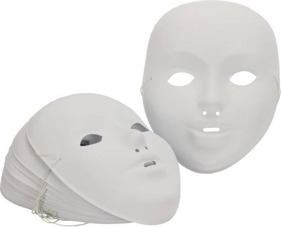 Produktbild trendmarkt24 Kinder Gesichtsmasken 12 Stück mit Gummizug weiss Karnevalmasken Faschings-Masken 18x14 cm