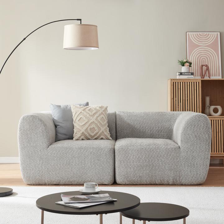 Image du produit En.Casa Modular Sofa 2-Sitzer Hurvas Bouclé Grau
