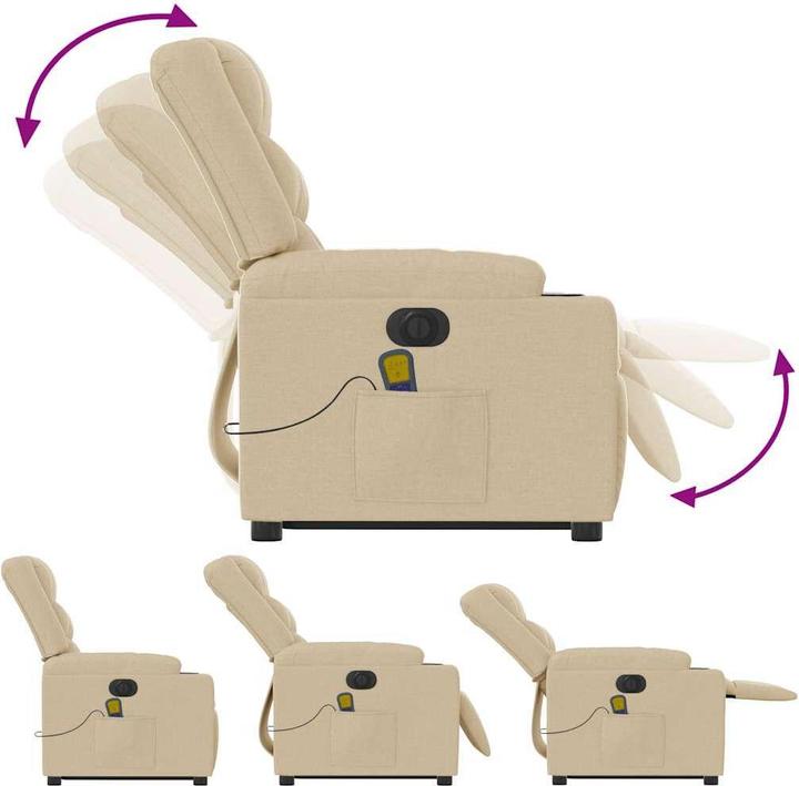 Actual product image VidaXL Electric massage chair with stand-up aid cream fabric