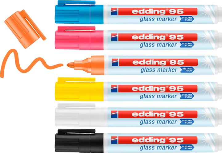 Produktbild Edding Glasboard Marker Set (Weiss, Gelb, Pink, Hellblau, 3 mm, 4 x)