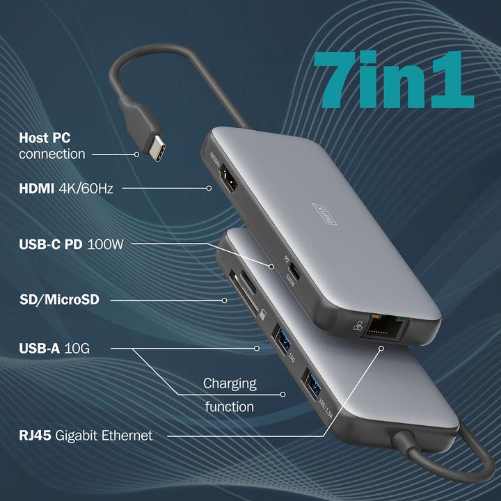 Actual product image Digitus USB-C docking station, 7-port (USB-C, 7 Ports)