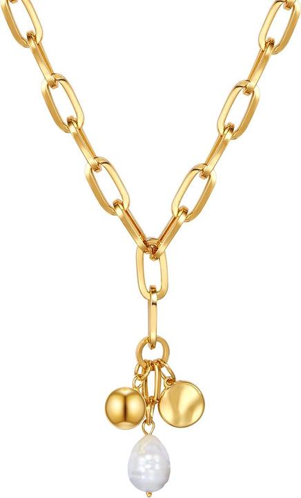 Actual product image Lulu & Jane Ladies metal alloy shell pearl yellow gold 42.0 cm base chain + 5.0 cm extension - 29533 (Metal alloy, 42 - 47 cm)