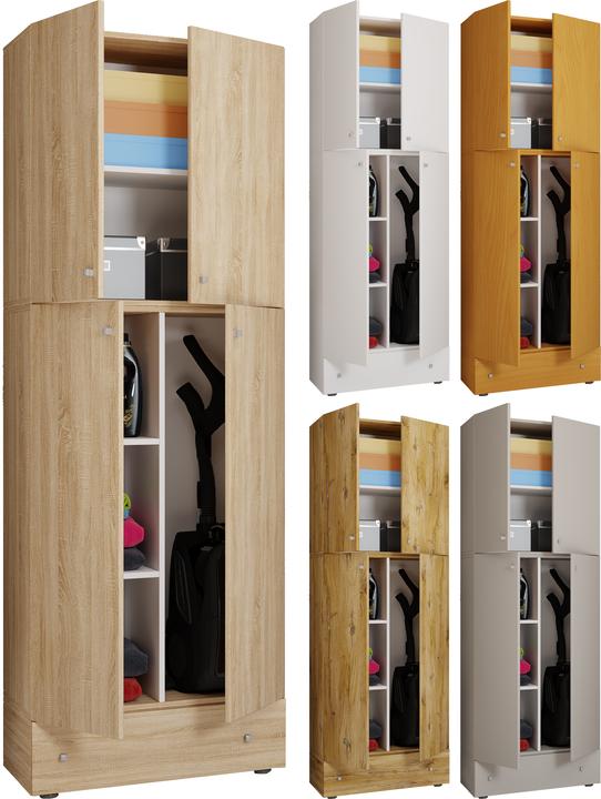 Produktbild VCM Holz Besen Putzschrank Lona mit Drehtüren Schublade (70 x 39 cm)