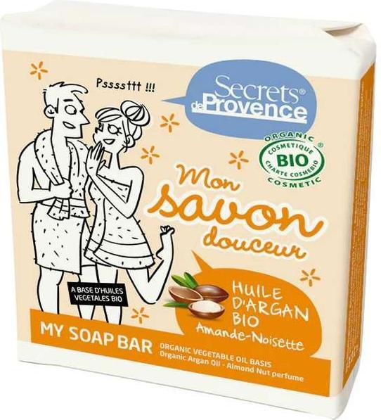 Secrets de Provence Sanfte BIO-Seife Arganöl, Mandel & Haselnuss - 100g - (Hartseife)