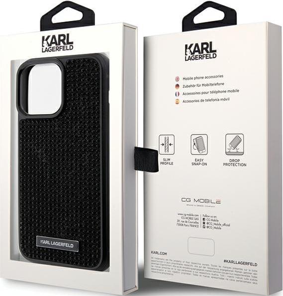 Image du produit Karl Lagerfeld KLHCP15XHDSPLK iPhone 15 Pro Max 6.7" czarny/black hardcase Rhinestone Logo Metal Pla (Apple iPhone 15 Pro Max)