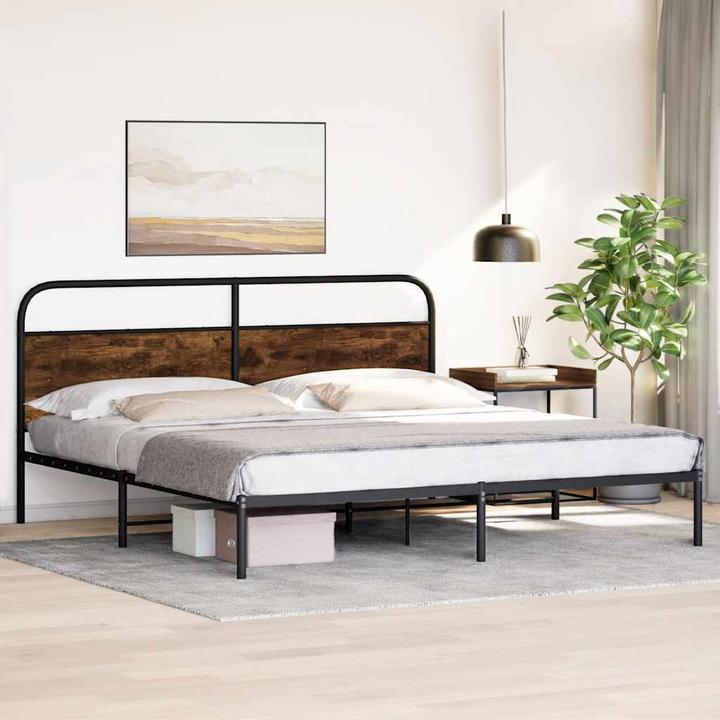 Produktbild VidaXL Bettgestell ohne Matratze 100x190 cm Räuchereiche Holzwerkstoff (100 x 190 cm)