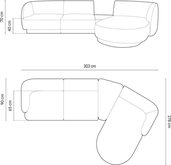 Micadoni Right Modular Sofa, "Miley", 3 Seats, 303x178x70Made in Europe