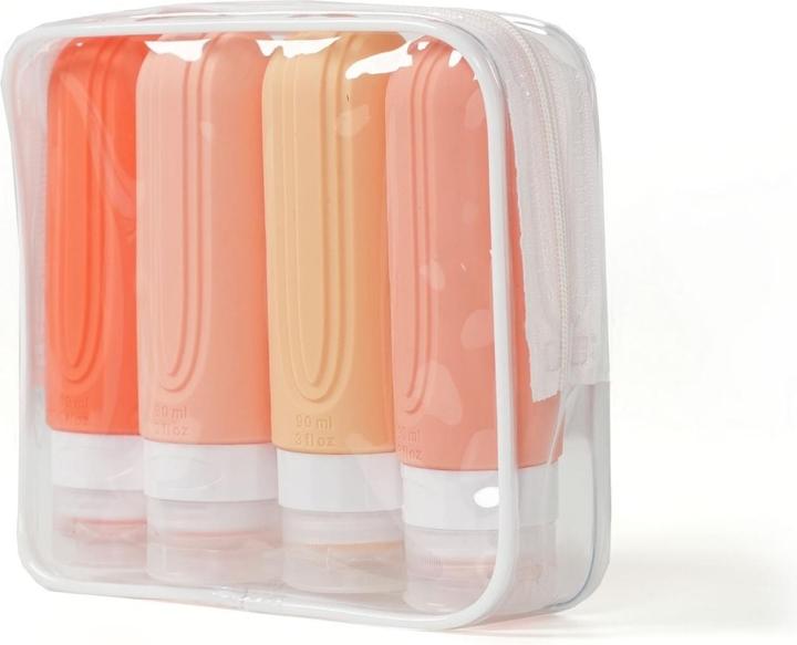 Hermex Reiseflaschen 4er Set (Hygieneprodukt, Necessaire, Flüssigkeitsbeutel)