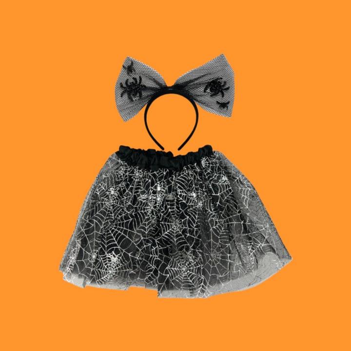 Actual product image Tutu toile d'araignée argent et serre-tête en tulle