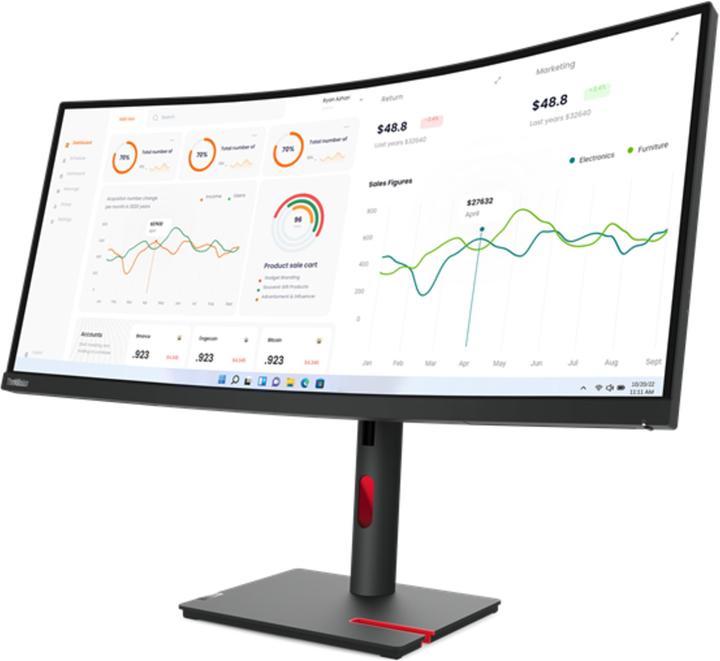 Produktbild Lenovo ThinkVision T34w-30 (3440 x 1440 Pixel, 34")