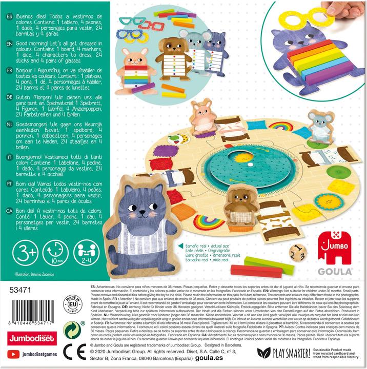 Actual product image Goula Ankleide-Spiel, d/f/i ab 3 Jahren, 2-4 Spieler, farbiges Brettspiel (German, French, Swiss German, Italian, Portuguese, English)