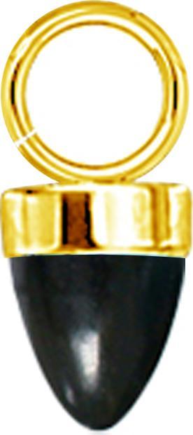 Star Piercing Anhänger vergoldet ein Kegel schwarzer Onyx Stein (Chirurgenstahl 316L, Mineralisch, ohne Messing)