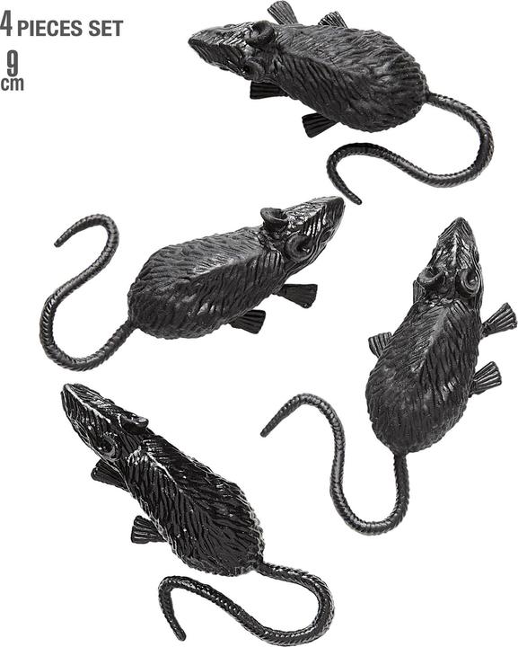 Widmann Set mit 4 Mäusen 9cm gross aus Gummi (Spielmaus Katze)