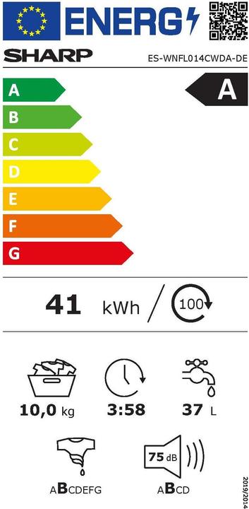 Energie-Label Sharp ES-WNFL014CWDA-CH (10 kg, Links, CH-Stecker)