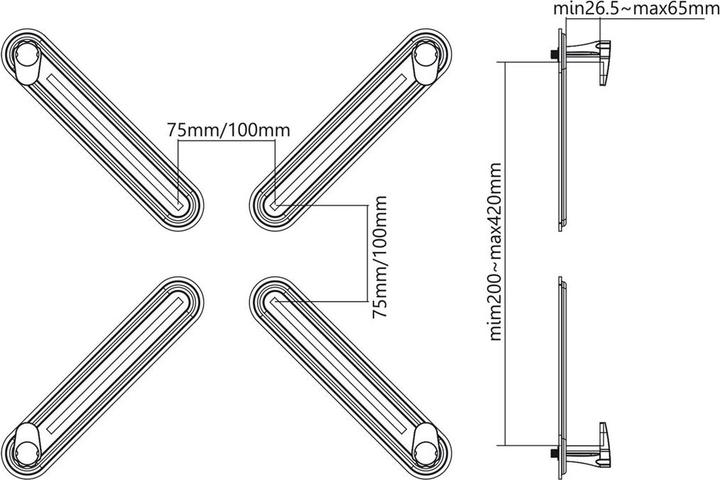Immagine prodotto Maclean MC-899 Adattatore per schermi non VESA 13"-27" 75x75 100x100 max. 8 kg Adattatore per schermi senza (Muro, 27")