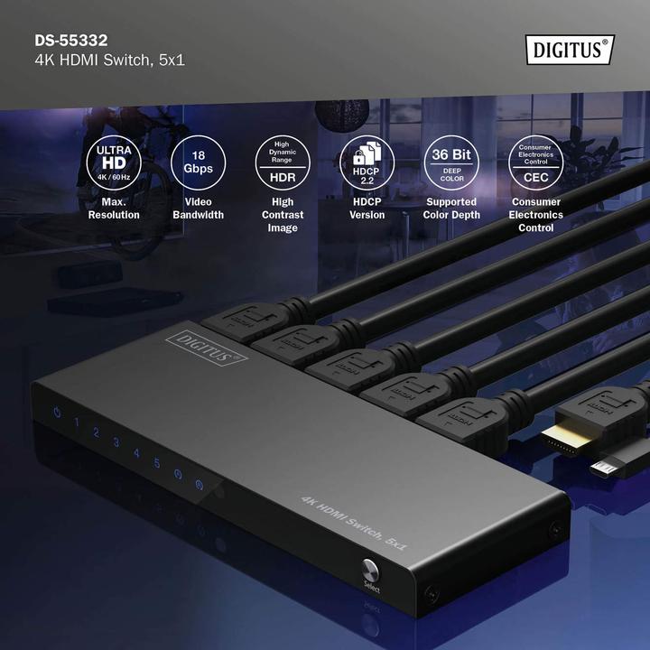 Produktbild Digitus 4K HDMI Switch, 5x1