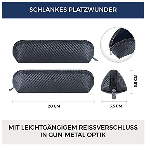 Produktbild Only-Bags.Store Echtleder Federmäppchen Leder Federmappe Etui für Stifte Mäppchen Schule Federtasche Uni
