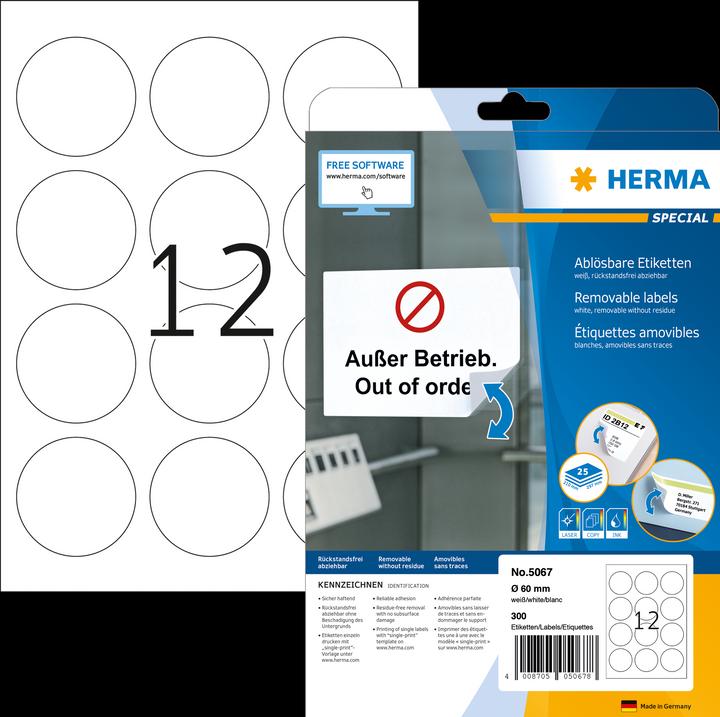 Actual product image HERMA A4 removable labels