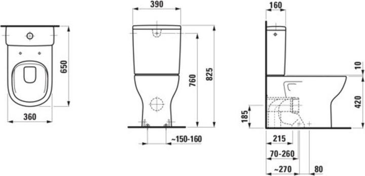 Produktbild Laufen Stand-WC Kombination LUA tief 360x650mm Ab wa oder senkrecht weiss