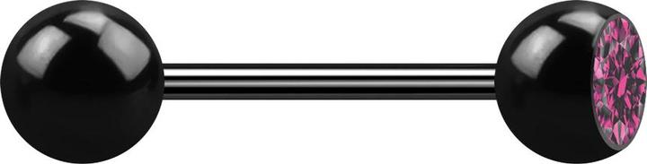 Star Piercing Micro Barbell schwarz mit Kugel und Kugeln Kristall pink (Chirurgenstahl 316L, ohne Messing)
