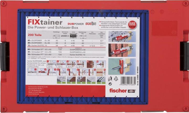 Actual product image Fischer 030189 SK SB card, contains SX 5 x 25 dowel, 20 x chipboard screw 4 x 30 (200 pcs.)