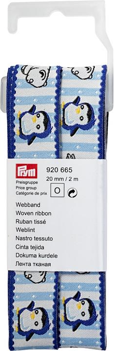 Actual product image Prym Woven ribbon polar bear + seal + penguin, blue 20 mm, coupon 2 m with hooks