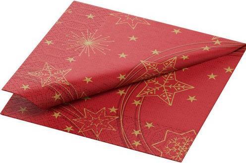 Actual product image Duni Serviet 24x24 cm 3-lag Star Shine Red,50 stk/pk (50 x, 24 x 24 cm)