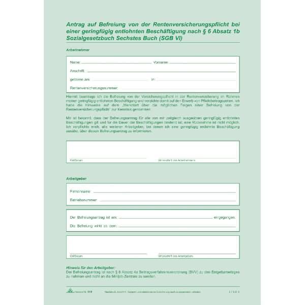 Actual product image Rnk Employment contract for marginal and part-time employees, self-copying (4 x)