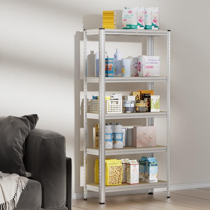 Actual product image Wiltec Heavy-duty Shelving System Zincked Boltless Steel 154x75x30cm Total Load of 875kg 5 Racks