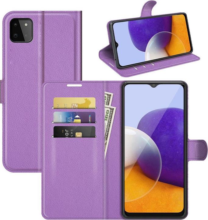 Productafbeelding Cover-Discount Galaxy A22 5G - Leren beschermhoes paars (Samsung Galaxy A22 5G)