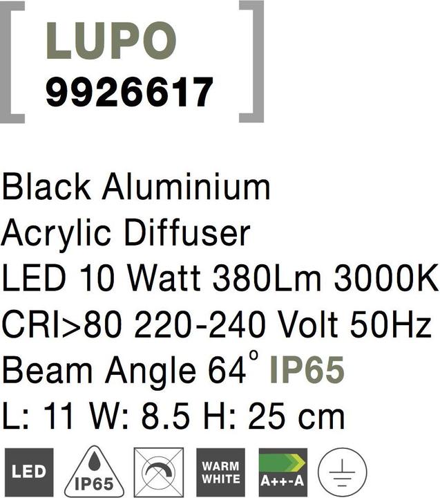 Actual product image Nova Luce Lupo (380 lm, IP65)