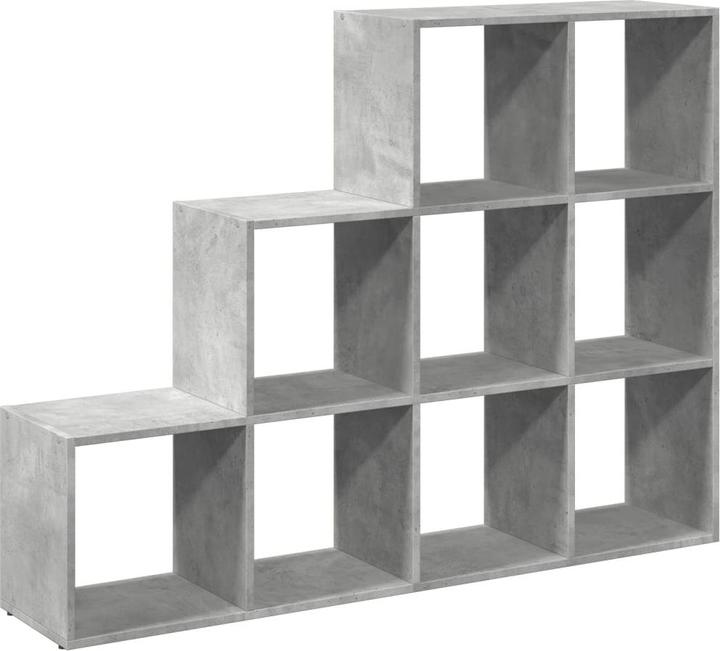 Produktbild VidaXL Raumteiler Bücherregal Standregal Treppenregal Regal 3 Stufen Betongrau (137.5 x 29 x 103.5 cm)