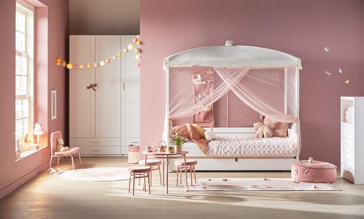 Image du produit Lifetime Kidsrooms Lit à baldaquin avec lit d'ami et sommier à lattes de luxe Butterflies