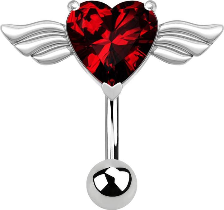 Immagine prodotto Star Piercing Angelo in argento con cuore in cristallo rosso (Acciaio chirurgico 316L, senza ottone)
