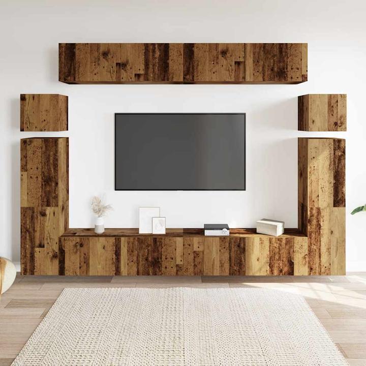 Image du produit VidaXL 8-tlg. TV-Schrank-Set Wandmontage Altholz-Optik Holzwerkstoff