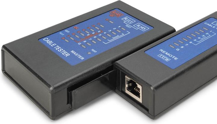 Immagine prodotto Digitus Tester per cavi, rete, RJ45, unità principale del tester monofacciale, remoto, tester PoE, con