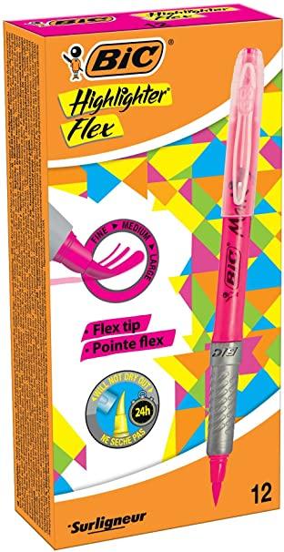 Actual product image Bic Highlighter Flex marker 12 pc(s) Brush tip Pink (Pink, 4.30 mm, 12 x)
