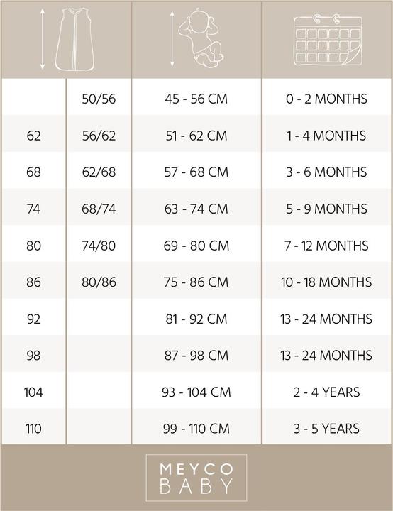 Nutritional values and ingredients Meyco Sleeping bag jersey padded 110 cm Animal (110 cm)