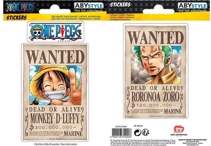 Image du produit ABYstyle ONE PIECE - Stickers - 16x11cm 2 feuilles - Wanted Luffy Zoro X5