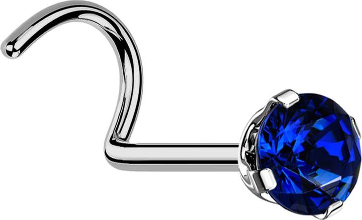 Actual product image Star Piercing Nose stud curved silver round crystal dark blue set (Titanium G23, without brass)